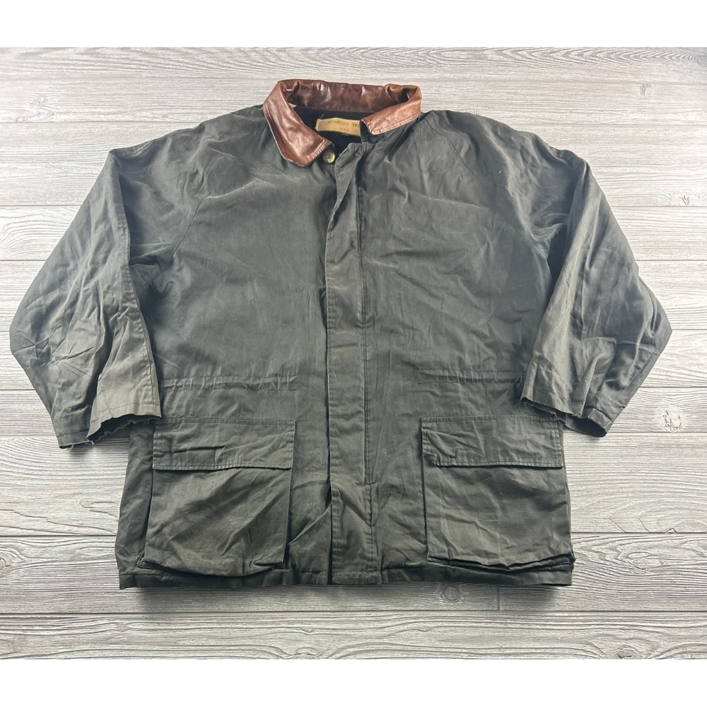 McKenzie Tribe Jacket Mens XL Gray Brown Leather Collar Moto Cafe Racer Vintage